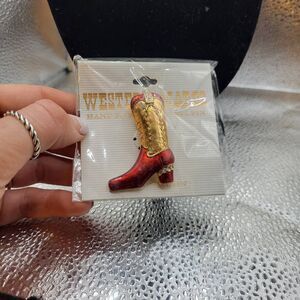 Western Mates Handpainted Enamel Pin Layered in 18K gold